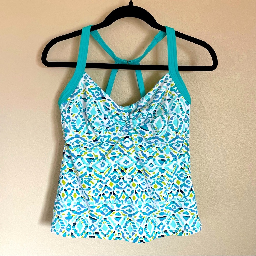 Title Nine Pele Tankini Top 36D Kaleidoscope Print Beach Swimwear Vacation
